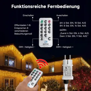 WOWDSGN IJsregen Kerstverlichting 515LED 17M Timer 8 Standen — miniatuur 3
