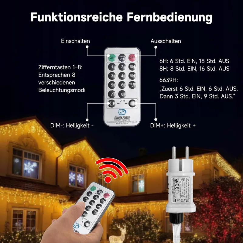 WOWDSGN IJsregen Kerstverlichting 515LED 17M Timer 8 Standen — foto 3