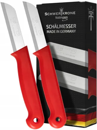 SCHWERTKRONE Solingen Set 2 Schilmesjes Roestvrij Staal Rood