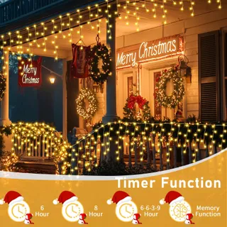AURIOSTAR Kerstverlichting 125M 486LED Warmwit Afstandsbediening Timer — miniatuur 2