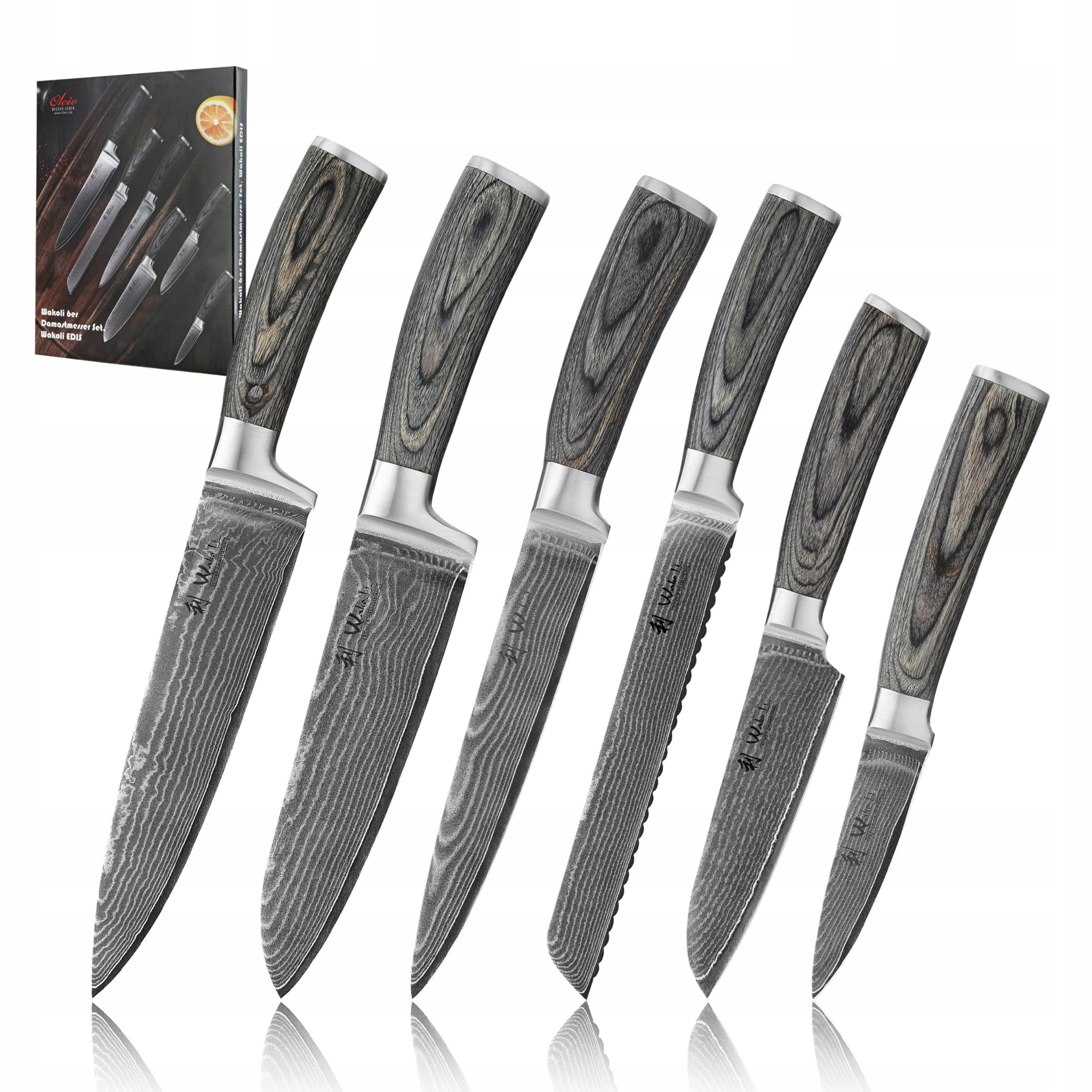 WAKOLI Keukenmessenset 6-delig VG10 Geschenkbox