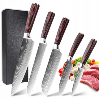 Premium Messenset 5-delig Rvs Houten Handvat — miniatuur 1