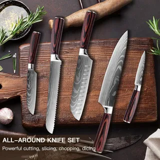 Premium Messenset 5-delig Rvs Houten Handvat — miniatuur 5