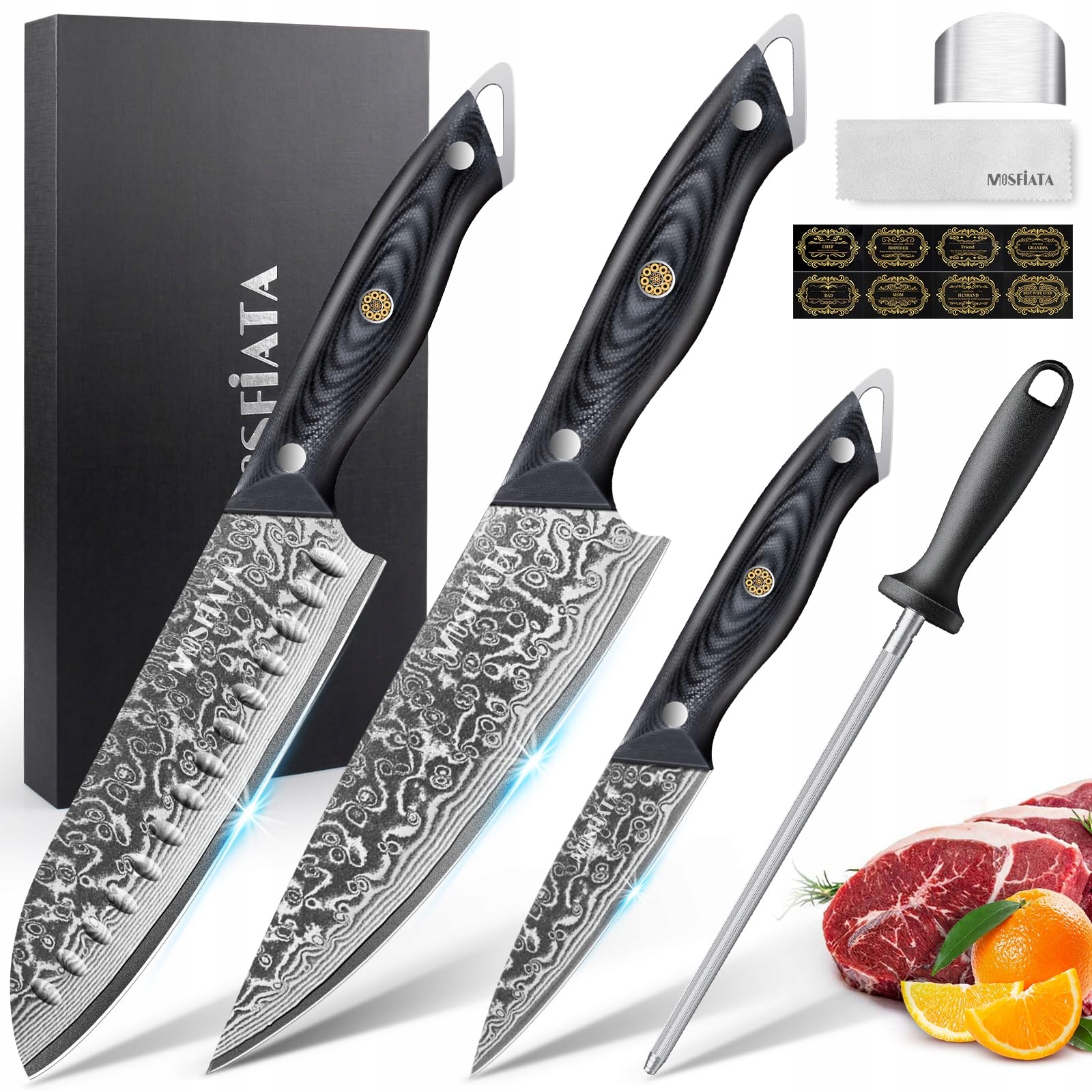 MOSFIATA Damastmessenset 3-delig VG10 Cadeauset