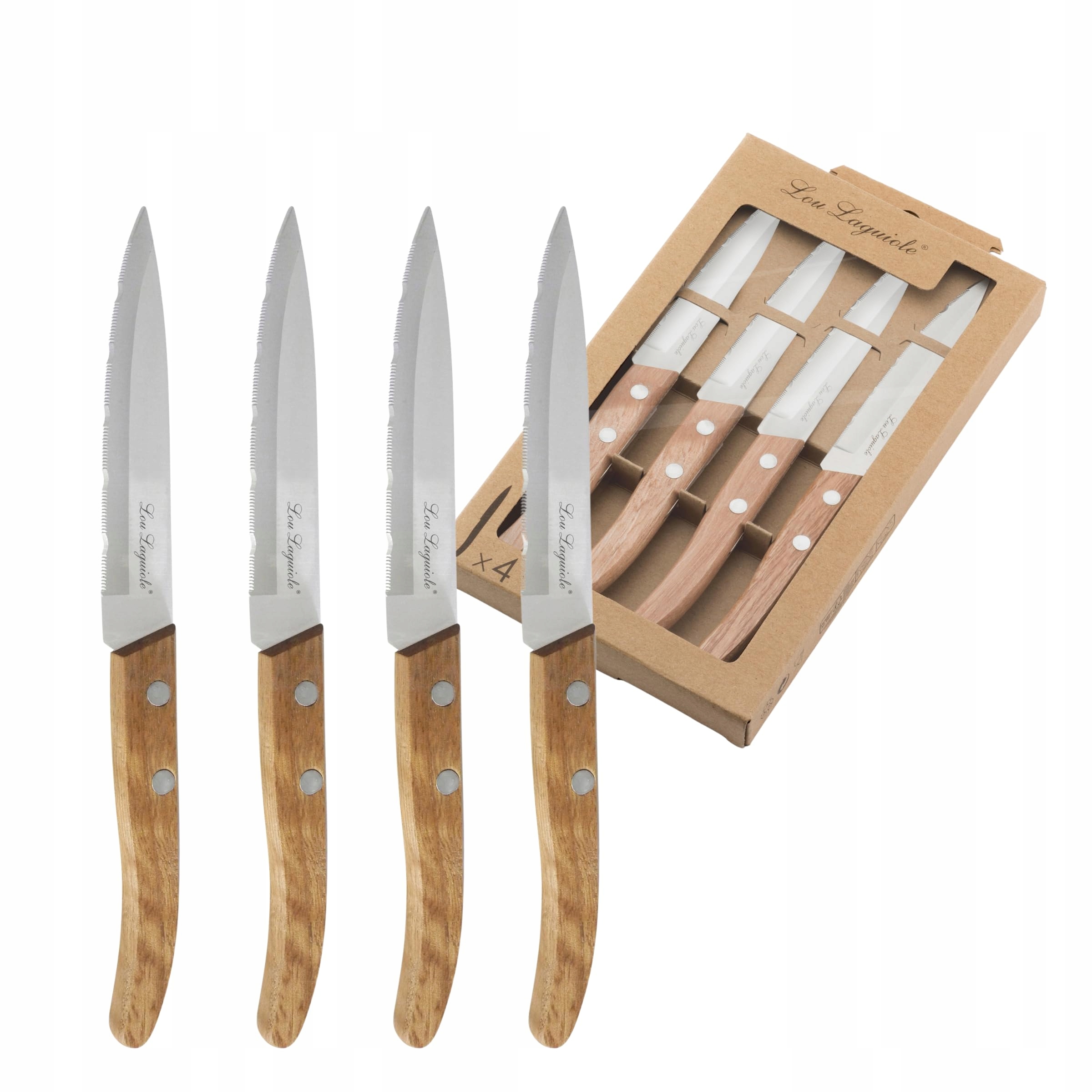 LOU LAGUIOLE Forest Messenset 4-delig Rvs Natuurlijk Hout