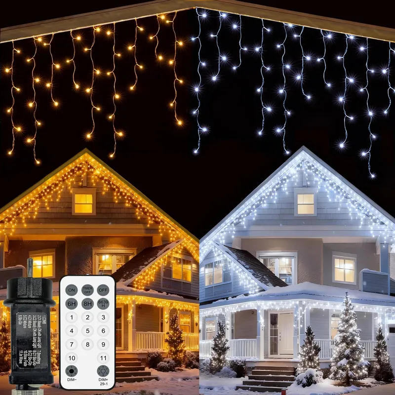 YOSION Lichtgordijn 300 LED 9m Warmwit Wit Buiten — foto 1