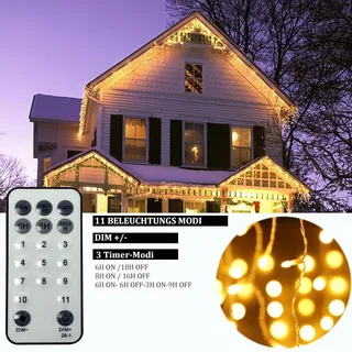 YOSION Lichtgordijn 300 LED 9m Warmwit Wit Buiten — miniatuur 3