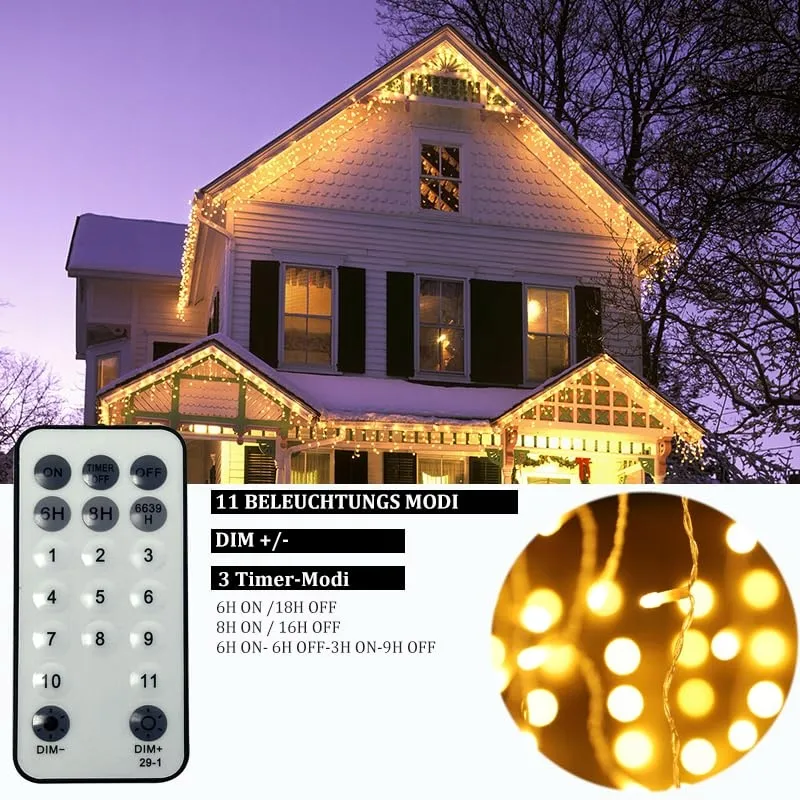 YOSION Lichtgordijn 300 LED 9m Warmwit Wit Buiten — foto 3