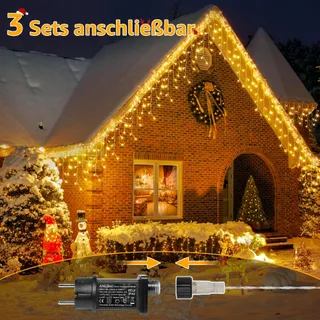OLLNY Kerstverlichting Buiten 7,3M 216 LED Waterdicht Balkon Huis — miniatuur 2