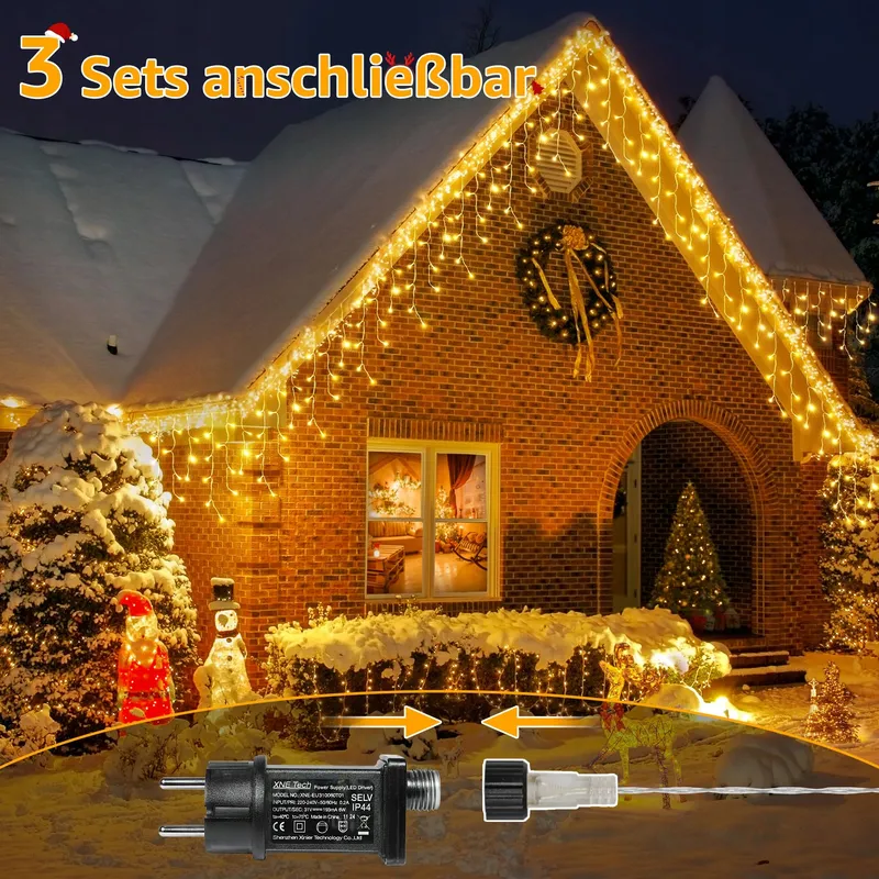 OLLNY Kerstverlichting Buiten 7,3M 216 LED Waterdicht Balkon Huis — foto 2