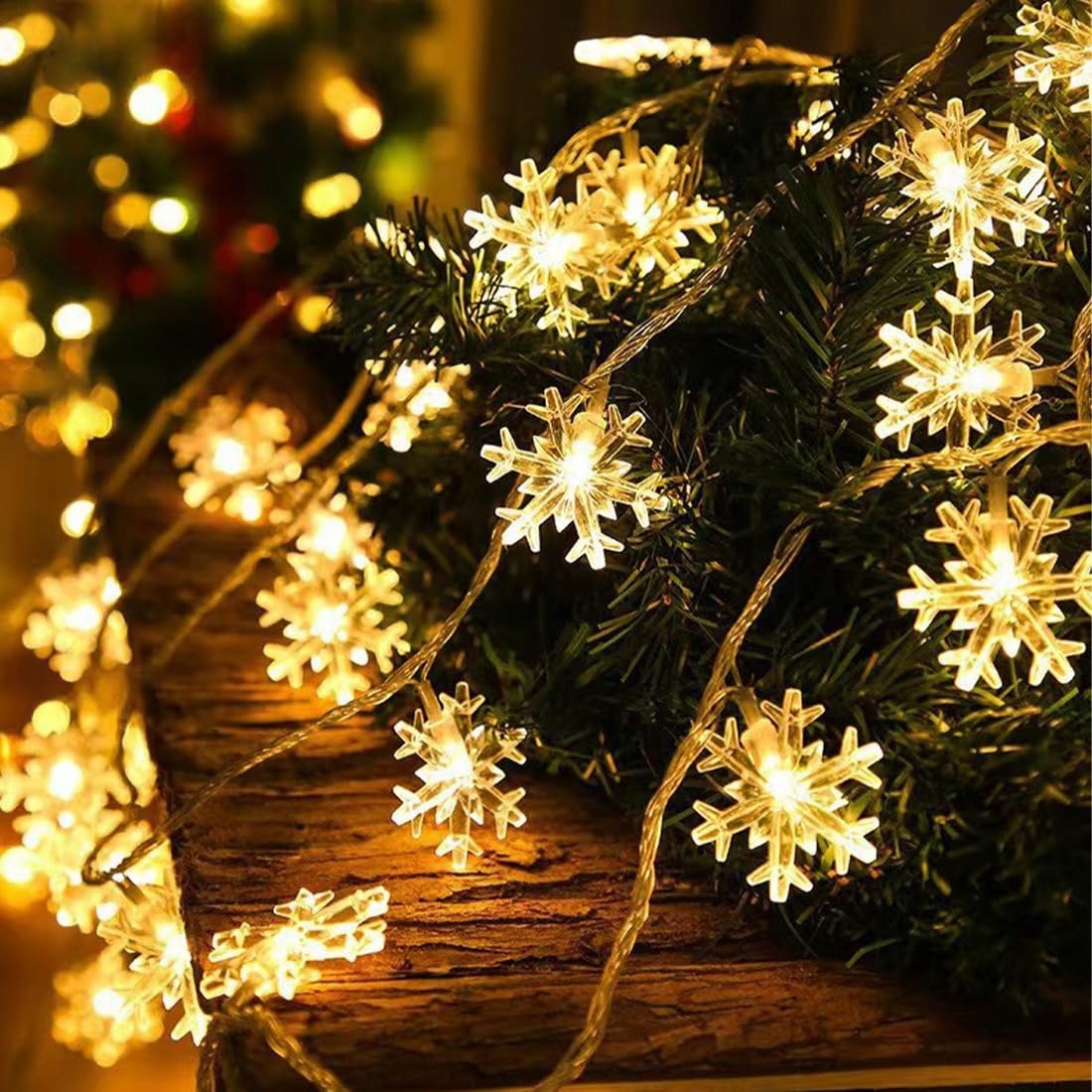WISHSTAR Sneeuwvlok Lichtjes 6M 40LED Batterij Kerst