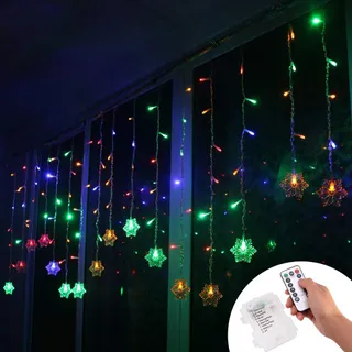 KLIGHTEN LED Lichtgordijn RGB 96 Sneeuwvlokken Afstandsbediening 3.5x0.65M — miniatuur 2