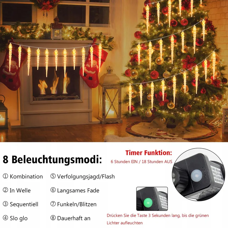 ZAIYW LED IJspegel Lichtketting 40 LED 4M Timer 8 Modi — foto 2
