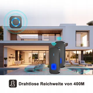 SURFOU Draadloze Deurbel Waterdicht 400m 55 Geluiden LED — miniatuur 2