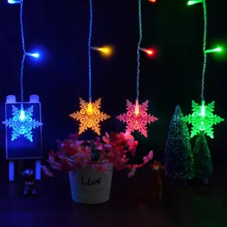 KLIGHTEN RGB LED Sneeuwvlok Lichtgordijn 96 LED 8 Modi Kerst — miniatuur 2