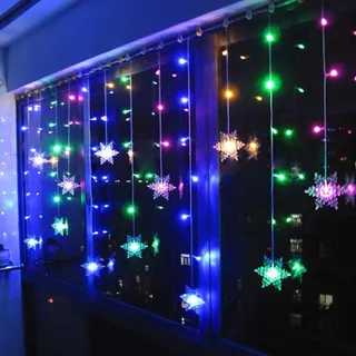 KLIGHTEN RGB LED Sneeuwvlok Lichtgordijn 96 LED 8 Modi Kerst — miniatuur 1