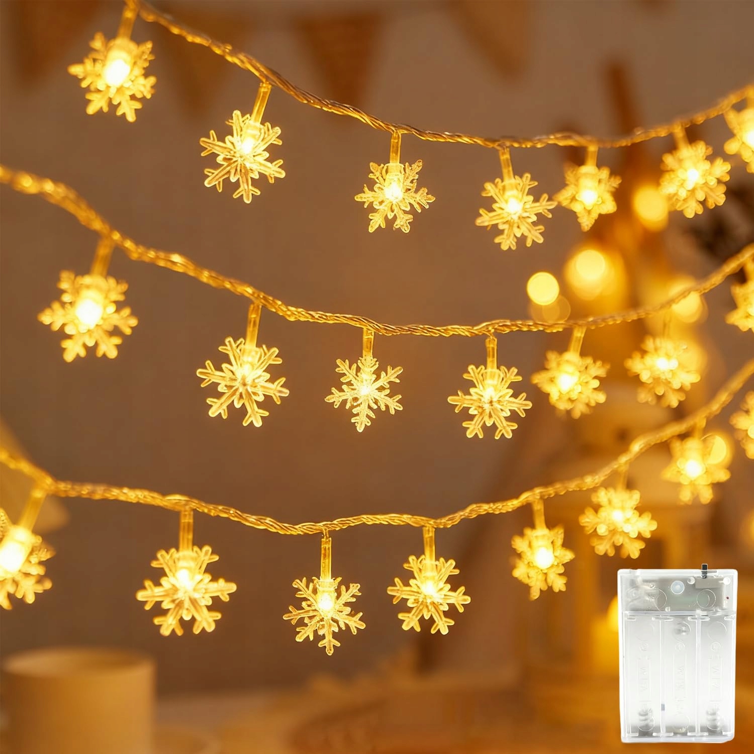 QUINTROST Sneeuwvlok Lichtketting 6M 40LED IP65 Waterdicht Warmwit