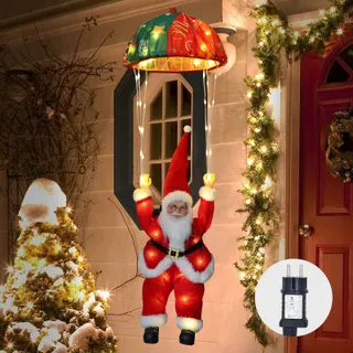 AUTING LED Parachute Kerstman Lichtsnoer 8 Modi Timer Warm Wit