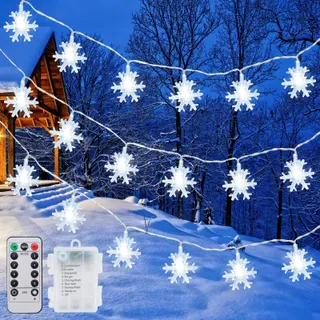 LED Sneeuwvlok Kerstverlichting 6M 40LED Batterij Waterdicht Tuin