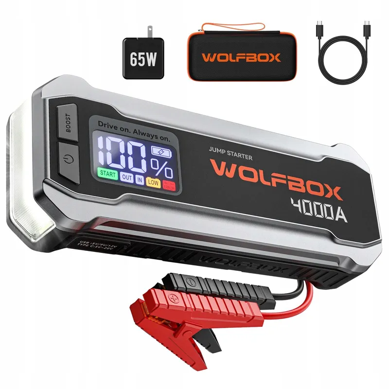 WOLFBOX Starthulp Powerbank 4000A 12V Auto SUV LED — foto 1