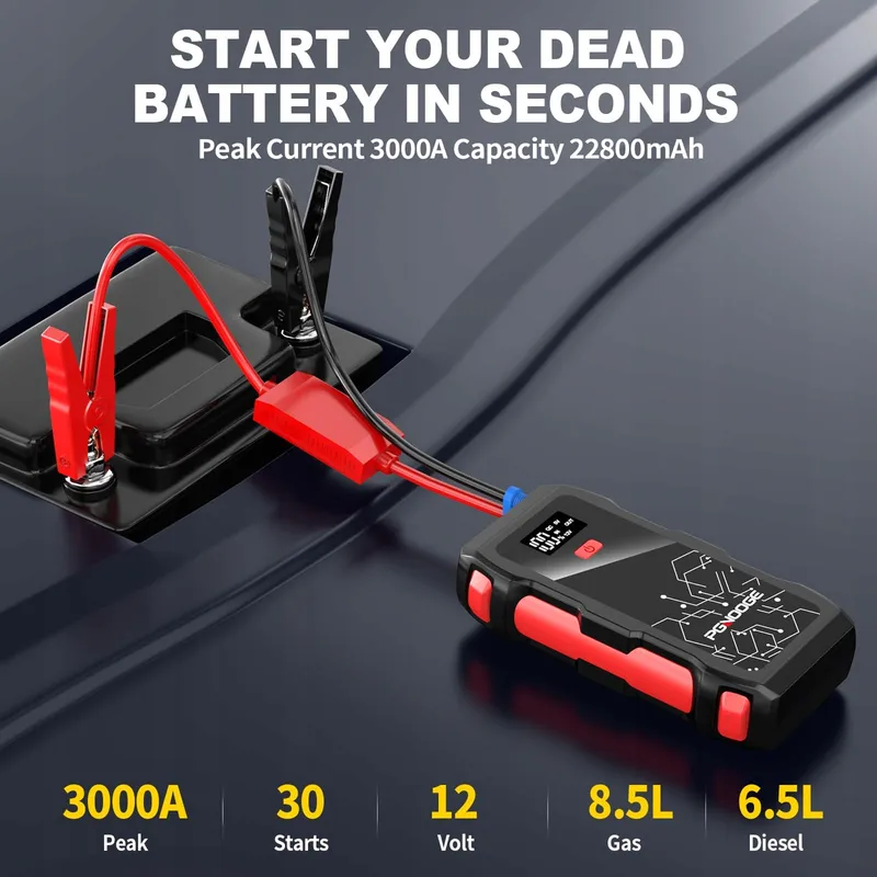 PGNOOGE 3000A Powerbank Starthulp 22800mAh Benzine Diesel — foto 2