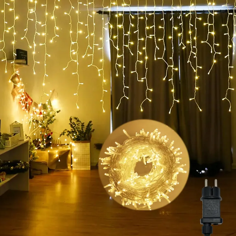 HOPELIT LED Lichtgordijn Buiten 10m 400LED Warm Wit Timer — foto 1