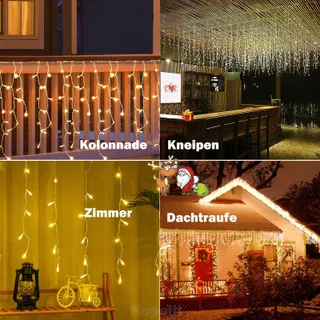 HOPELIT LED Lichtgordijn Buiten 10m 400LED Warm Wit Timer — miniatuur 6