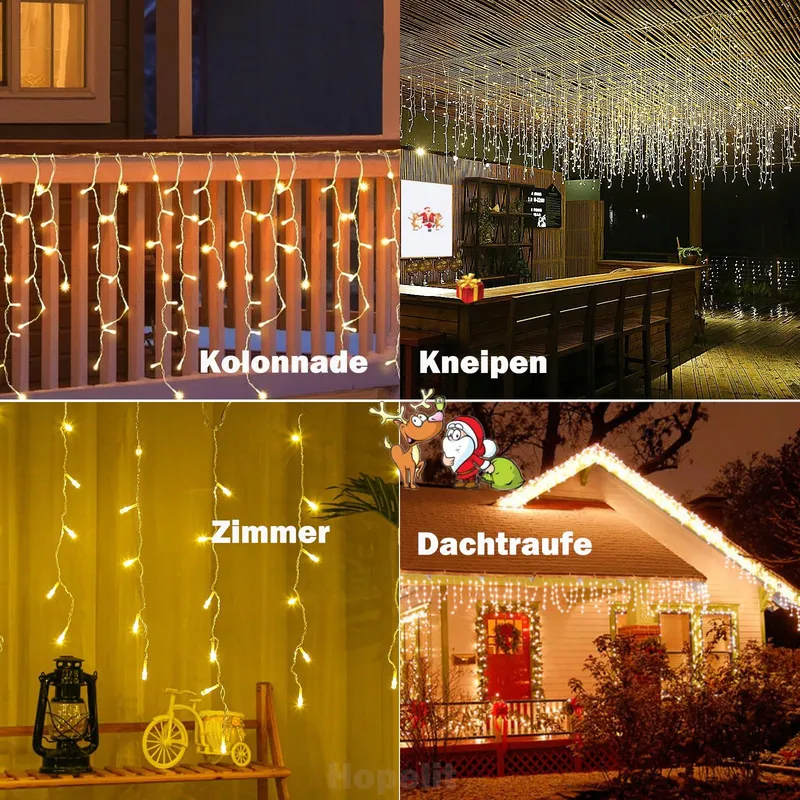 HOPELIT LED Lichtgordijn Buiten 10m 400LED Warm Wit Timer — foto 6