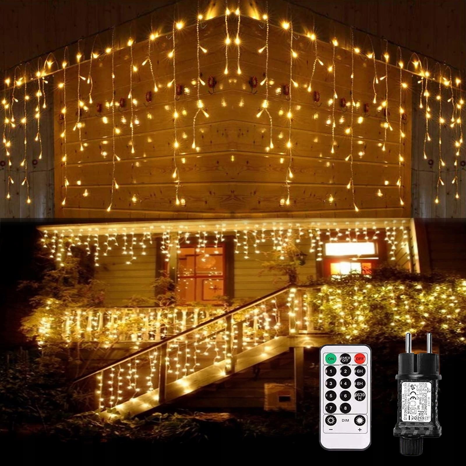 NURKOO LED Lichtgordijn 10m 400 LED IP44 Afstandsbediening Kerst