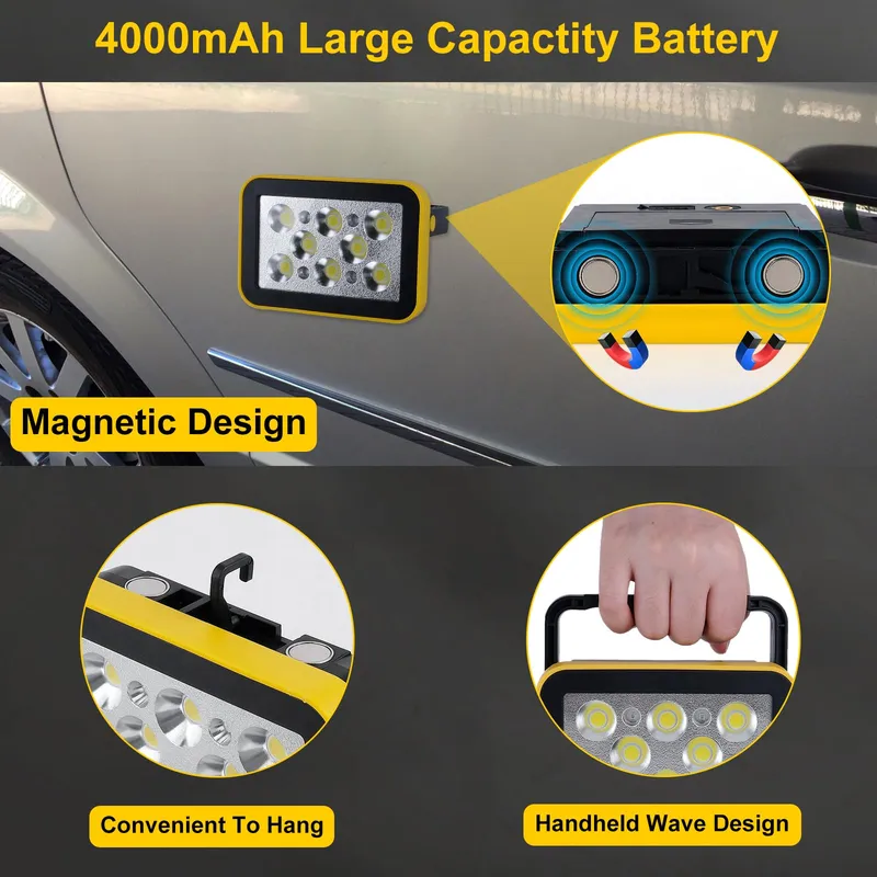 T-SUNUS LED Bouwlamp Accu Superhel Draagbaar Waterdicht — foto 4