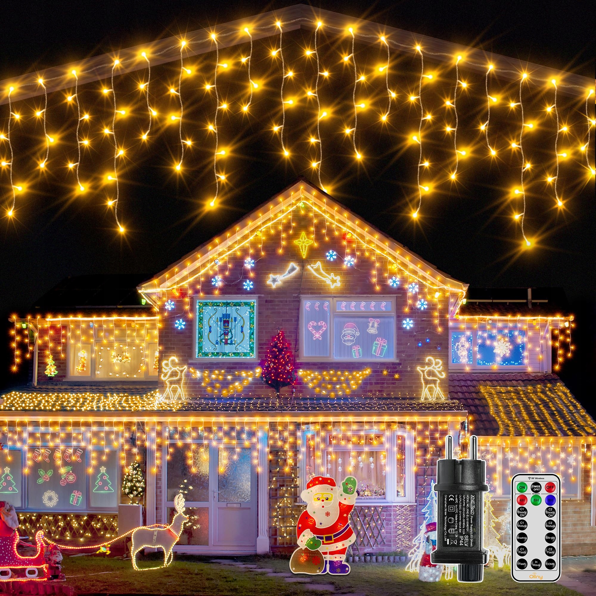 OLLNY LED Lichtsnoer Buiten 15M 600 LED Warm Wit Waterdicht