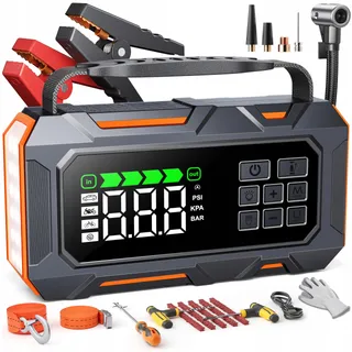 TREKURE Starthulp Powerbank 14-in-1 26800mAh 160PSI Compressor 5 LED — miniatuur 1
