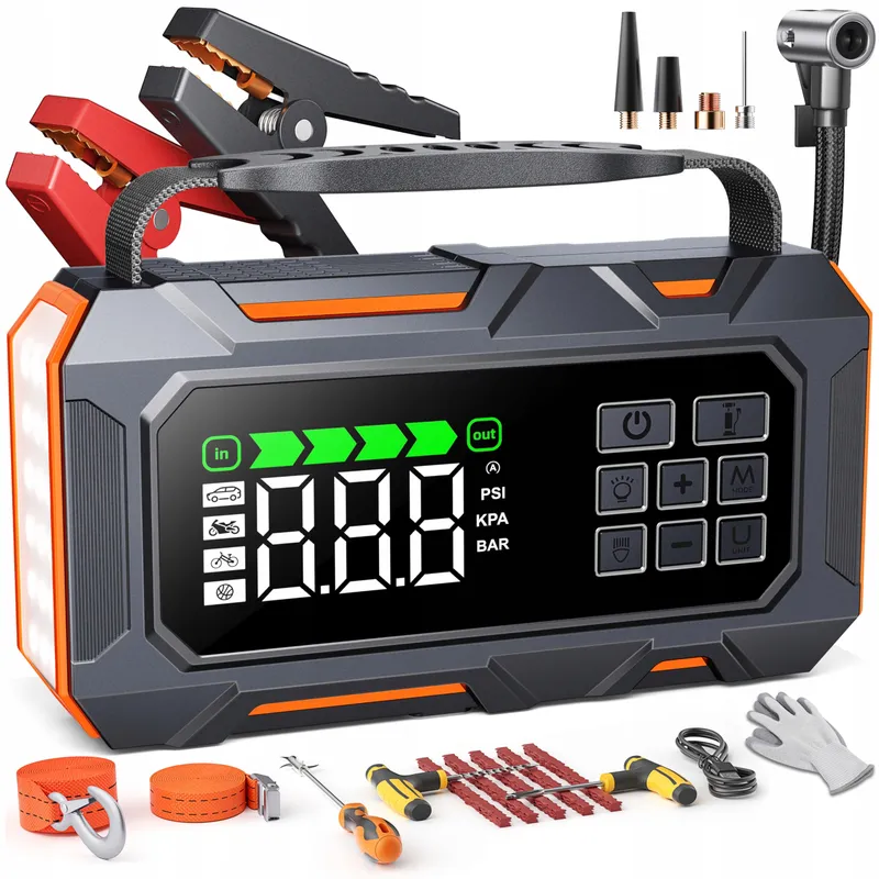TREKURE Starthulp Powerbank 14-in-1 26800mAh 160PSI Compressor 5 LED — foto 1
