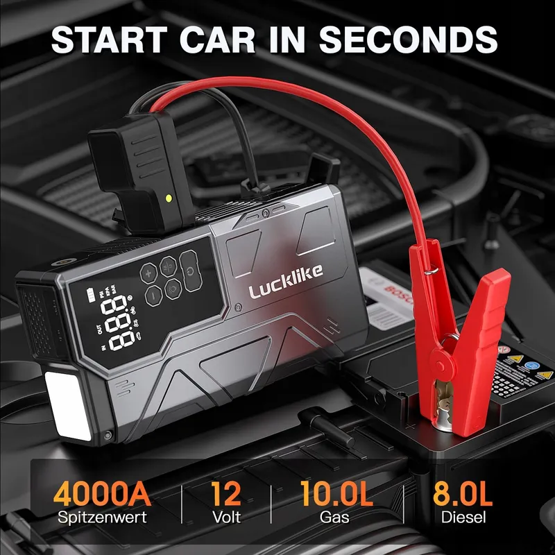 LUCKLIKE Starthulp Powerbank met Compressor Auto SUV Motor — foto 2