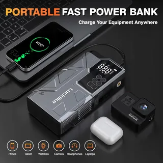 LUCKLIKE Starthulp Powerbank met Compressor Auto SUV Motor — miniatuur 5