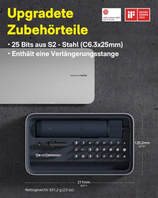 HOTO Elektrische Schroevendraaier Magnetisch 25 Bits LED USB-C 1500mAh — miniatuur 2