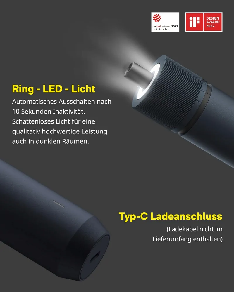 HOTO Elektrische Schroevendraaier Magnetisch 25 Bits LED USB-C 1500mAh — foto 4
