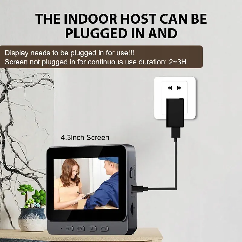 ZEERKEER Draadloze Video Deurbel Camera IP65 1080P 4.3" IPS — foto 3