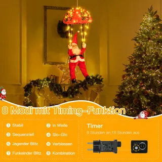 OLLNY Kerstverlichting 120 LED 8 Modi Timer Warm Wit Buiten — miniatuur 3