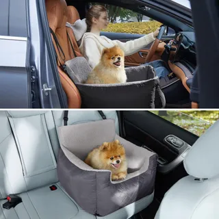 LESURE Waterdicht Autostoeltje Kleine Hond met Lijn Donkergrijs — miniatuur 7