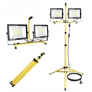 WILLPOWER LED Reflector 2x100W Op Statief 20000lm Waterdicht Werkplaats — miniatuur 1