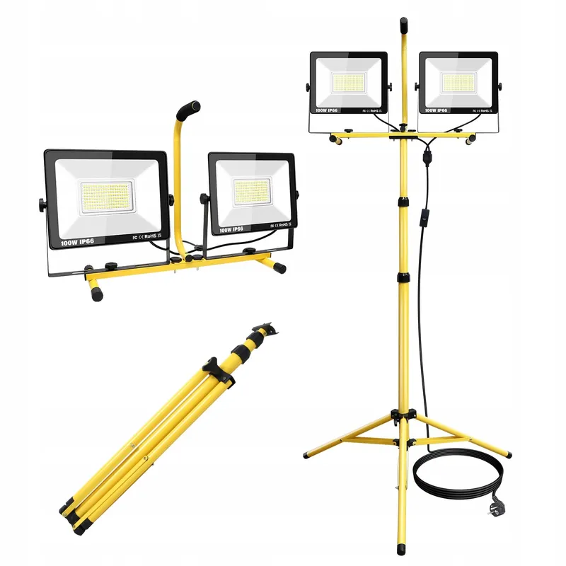 WILLPOWER LED Reflector 2x100W Op Statief 20000lm Waterdicht Werkplaats — foto 1