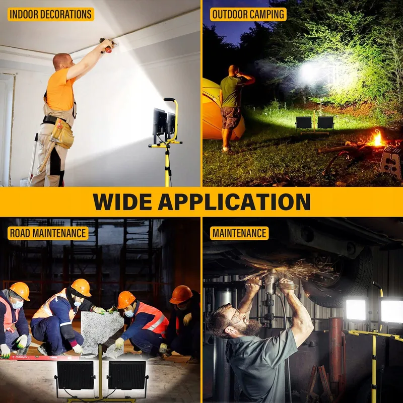 WILLPOWER LED Reflector 2x100W Op Statief 20000lm Waterdicht Werkplaats — foto 6