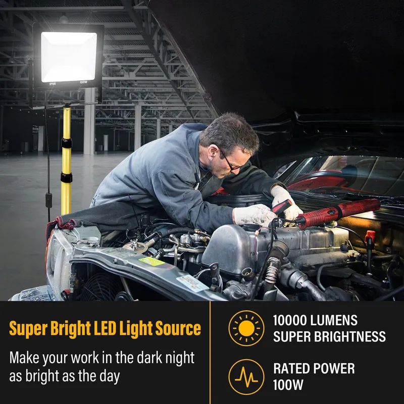 WILLPOWER LED Werklamp 100W Telescopisch Statief IP66 — foto 2