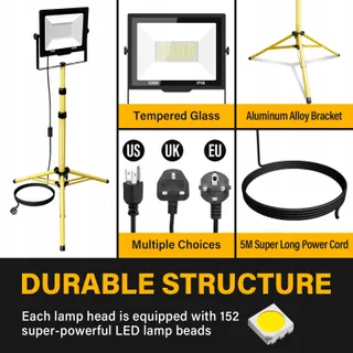 WILLPOWER LED Werklamp 100W Telescopisch Statief IP66 — miniatuur 3