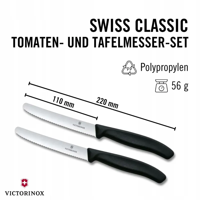 VICTORINOX Swiss Classic Ontbijtmessenset 2-delig Zwart Handvat — foto 2