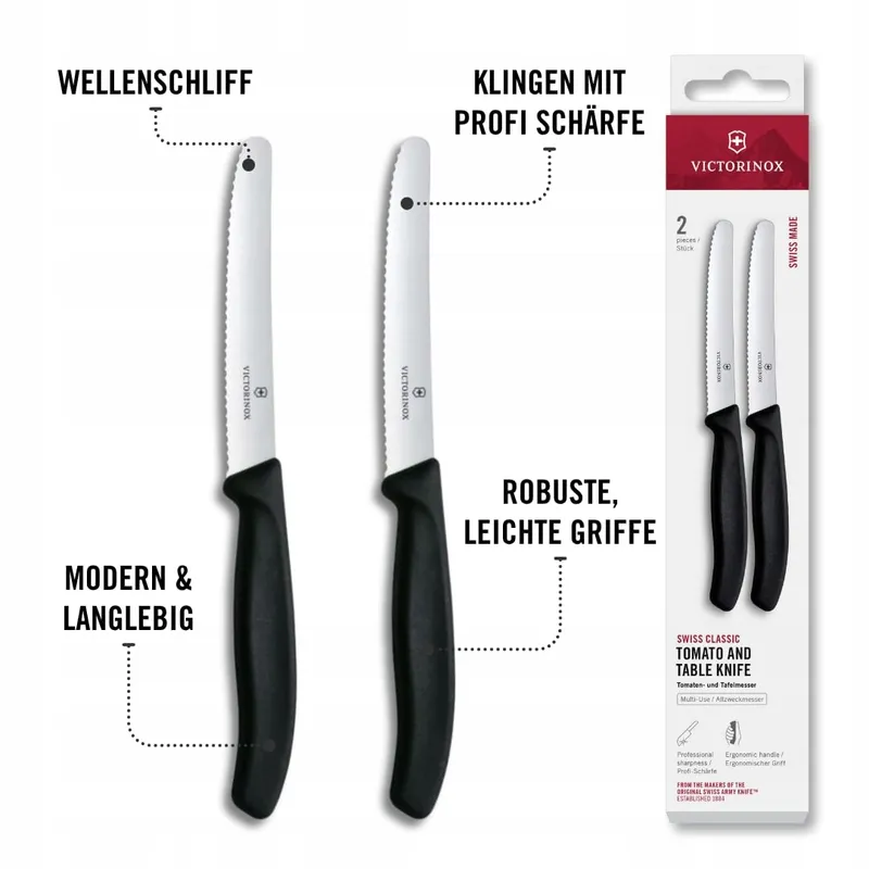 VICTORINOX Swiss Classic Ontbijtmessenset 2-delig Zwart Handvat — foto 5