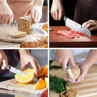 GUSTRUG Keukenmessenset 5-delig Roestvrij Staal Ergonomische Handgreep — miniatuur 7