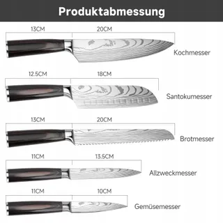 GUSTRUG Keukenmessenset 5-delig Roestvrij Staal Ergonomische Handgreep — miniatuur 5