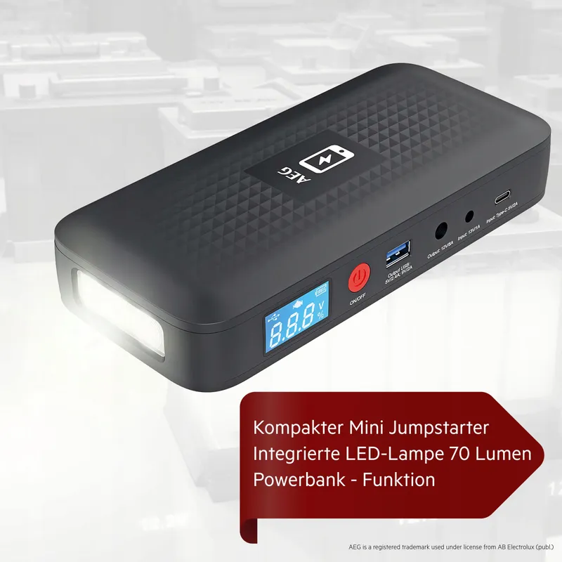 AEG Jumpstarter JS15 Powerbank Auto LED Lamp 400A1500A Zwart — foto 2
